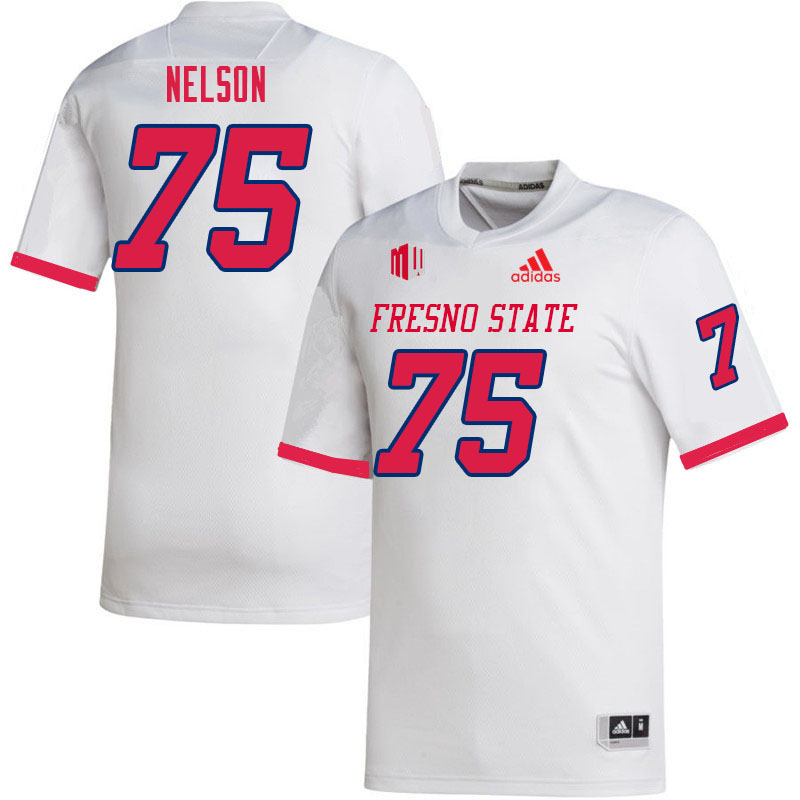 Men #75 Braylen Nelson Fresno State Bulldogs College Football Jerseys Sale-White